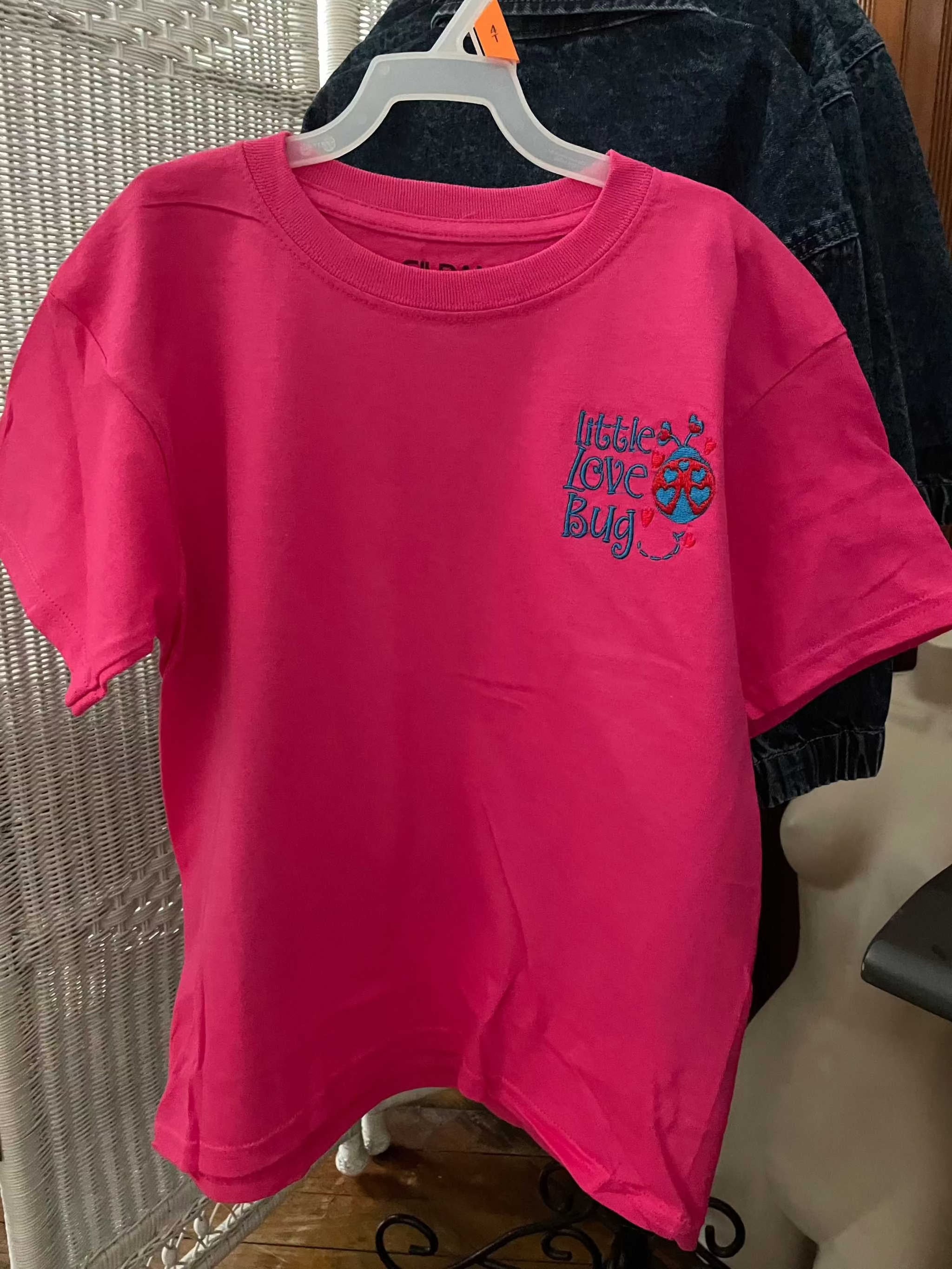 Pink Little Love Bug Tees embroidered short sleeve kids t-shirt