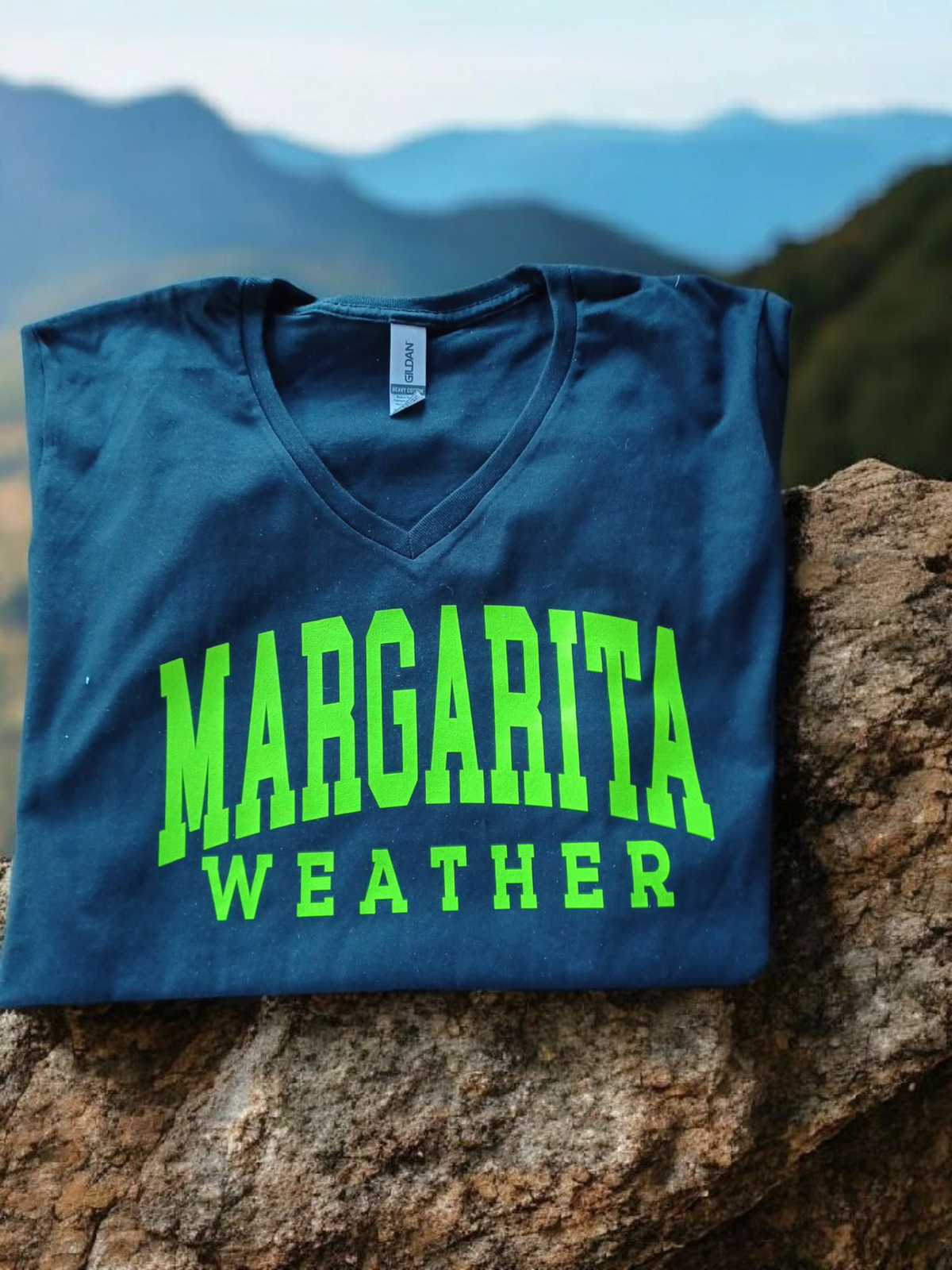 V-neck T-Margarita Weather cotton short sleeve tee shirt for summer
