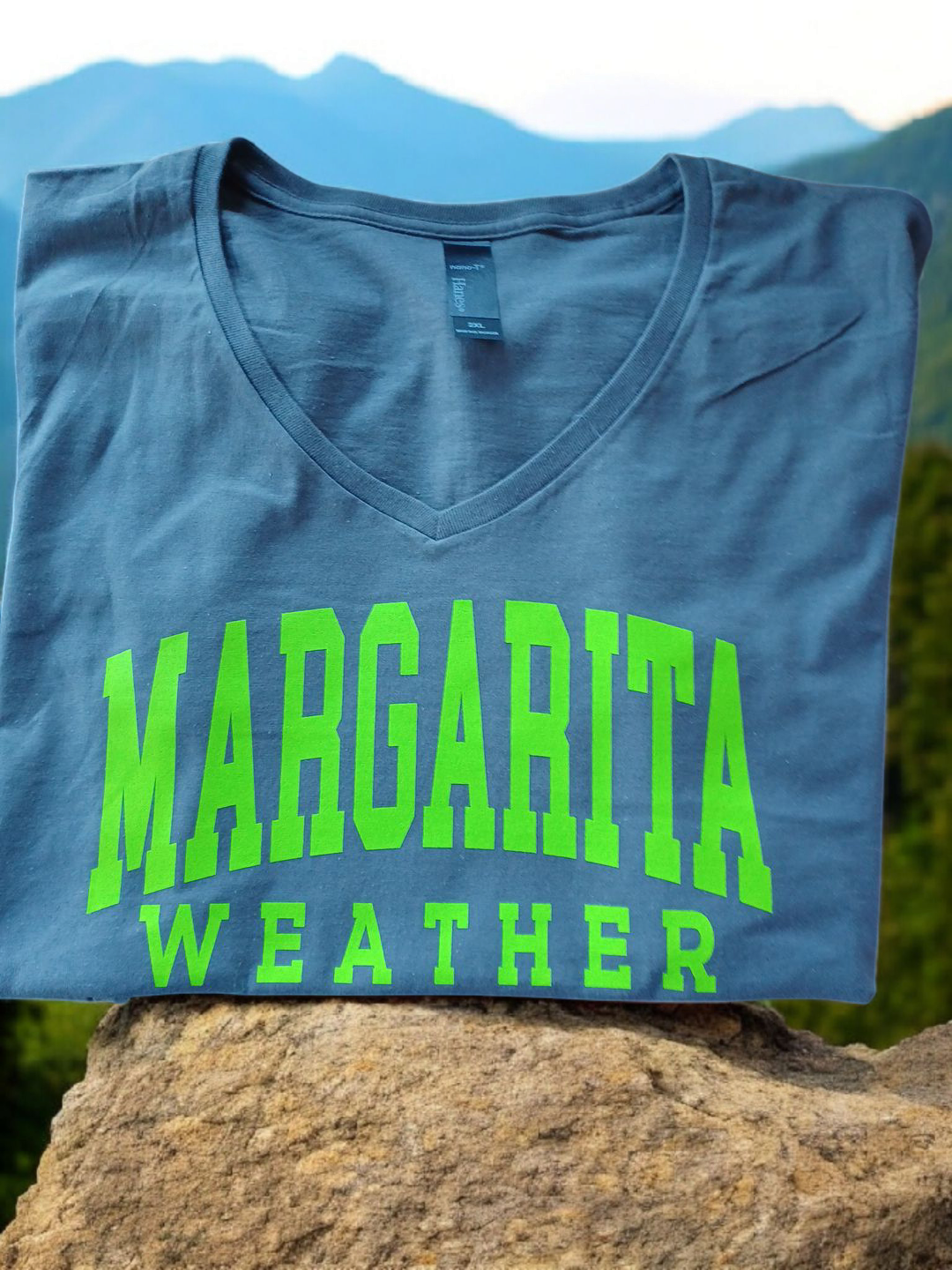 V-neck T-Margarita Weather cotton short sleeve tee shirt for summer